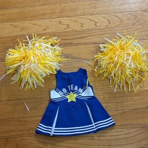 Blue Cheerleader Costume with Pom Poms